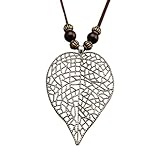 Bjesinmo Collar de cuero para mujer, largo, bohemio, con colgante hippie, gargantilla bohemia en capas, cuerda de cuero, joyería de madera, regalos, Cuero sintético, No es una piedra preciosa