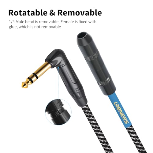 Cable TRS macho a hembra 6.35mm ángulo 90 grados 2FT miniatura 4