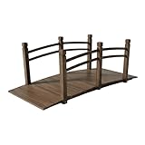 Relaxdays Pont de Jardin en Bois, Garde-Corps pour étang, Brun, 58 x 171,5 x 75 cm, 200 kg