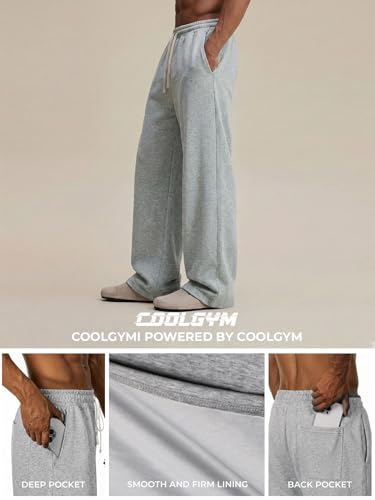 Image of Mens Baggy Sweatpants Wide Leg Loose Open Bottom Uncuffed Gym Casual Lightweight Y2K Pants Relaxed Pocket No Wrinkle