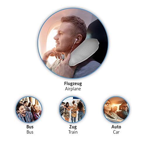 Komfortec Reisekissen, Memory Schaum Nackenhörnchen, Nackenkissen für Flugzeug, Auto, Bus, Zug und Camping U-Form Memory Foam Travel Pillow, Leicht, Grau - Image 8