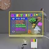 Masshomi 30 * 40 CM Gran espacio DIY Mensaje brillante Tablero de escritura acrílico Atenuación blanca cálida 7 marcadores de color Enchufe Dibujo para niños Pintura Lámpara de noche Memo Menú