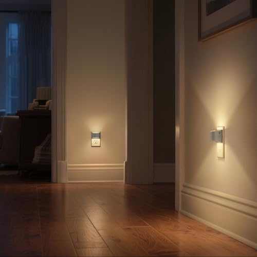 Image of DORESshop LED Night Light[2 Pack], Night Lights Plug into Wall, 3 Level Brightness Adjustable Plug in Night Light, Dusk to Dawn Sensor Nightlights for Adults, Bedroom, Hallway, 3000K, Gray Cover