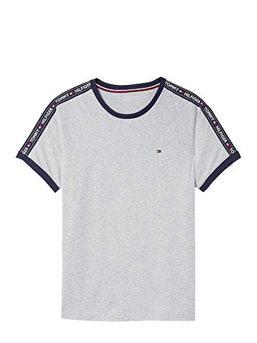Tommy Hilfiger Hombre Camiseta Manga Corta Cuello Redondo, Gris (Grey Heather), S