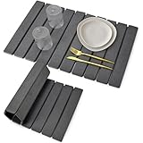 Stone Dish Drying Mat for Kitchen Counter – Collapsible 24"(L)×16 (W) Super Absorbent Diatomaceous Earth Dish Drying Mat, Grey Kitchen Counter Mats for Dishes ,Bottles, Cups, Match Any Countertop