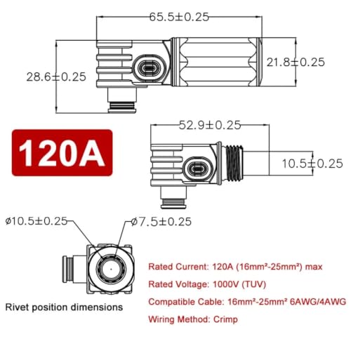 Conector mononúcleo de 1000V con terminal de 200A/120A y diseño de Socket-B 6