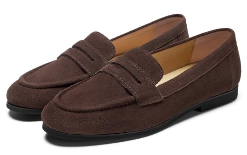 Image of Journey West Suede Tassel Loafer for Women Slip-on Belgian Penny Loafers Shoes for Women in Many Colors