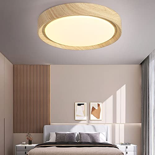 Plafonnier rond nordique LED en bois, solution gain de place - 3