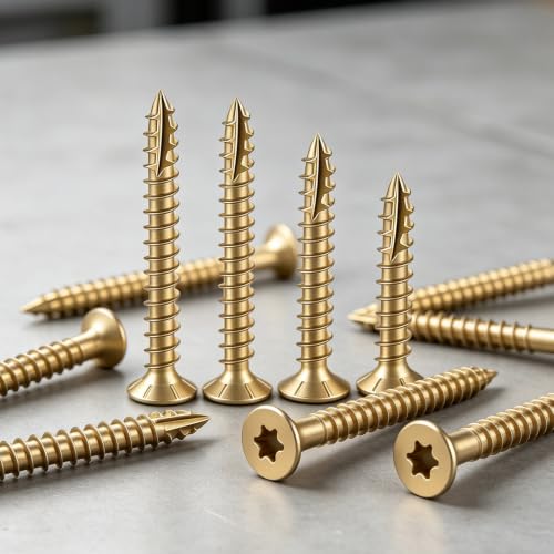 Image of Wensilon #6 * 1-1 /4 inch Yellow Deck Screws, (pcs) 5 lbs Exterior Wood Screws, Rust Resistant Epoxy Coated,Star Bit.