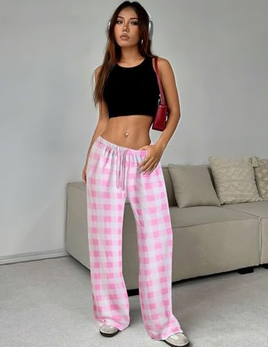 Image of Ekouaer Women Pajama Pants Comfy Pj Bottom with Pockets Stretch Plaid Sleepwear