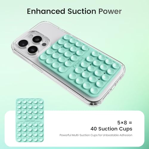 Image of Klearlook Silicone Suction Cup Phone Case Mount Double Sided, Sticky Phone Grip for 6.1-7.2 inch Phones, Phone Accessories Hands-Free Strong Grip Holder for Selfies and Videos, Light Green