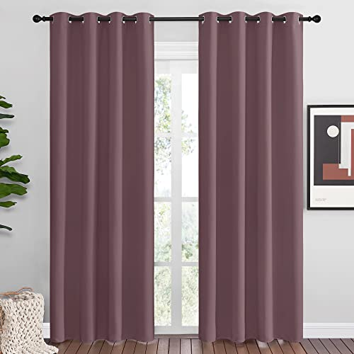 NICETOWN Dry Rose Blackout Curtains 86" Long for Office, Dining Room, 55" Wide, 2 Pieces, Guest Room, Sound Reducing Heat and Cold Block Curtain Panel
