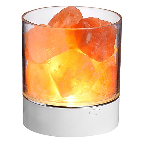 LEMLIT USB Crystal Light - Natural Pink Himalayan Salt Lamp Led Lamp Home Decor Accessory Mood Creator Indoor Warm Light Table Lamp Bedroom Lava Lamp Table Flame Salt Stone Lamp