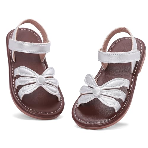 Imagen de MASOCIO Sandalias Niña Verano Zapatos Respetuosas Sandalias de Vestir para Niña Bebé Bebe con Punta Abierta Talla 23 Plateado