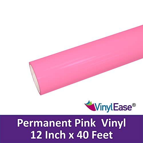 Vinyl Ease 12" X 40 Ft Roll Glossy Soft Pink Permanent Adhesive Vinyl For Cricut, Silhouette, Pazzles, Craft Robo, Quickutz, Craft Cutters, Die Cutters, Sign Plotters - V0441 #TOP1