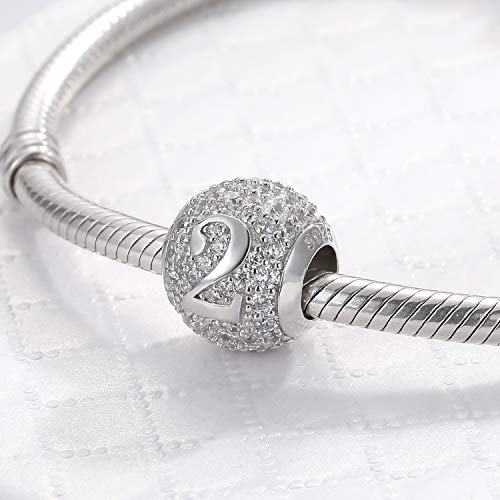 925 Sterling Silver Number Charms 0-1-2-3-4-5-6-7-8-9 for Pandora Bracelet Jewelry Lucky Number Cubic Zircon Commemorative Bead for Women Birthday Christmas Thanksgiving Day Gift Jewelry2