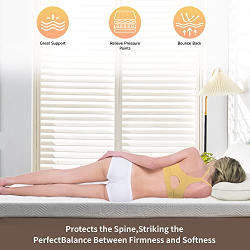 Hulawao 3 Inch Gel Memory Foam Mattress Topper, Bed Topper With Removable Bamboo Cover, High Density Cooling Pad, Pressure Relief Soft & Breathable (White, Twin Xl) #TOP3