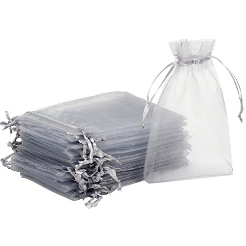 One-Day Sale: Up to 50% Off Madholly 300 Pieces Sheer Drawstring Organza Gift Bags,3.9x5.7 Wedding Party Christmas Favor Bags Jewelry Pouches Wrap(Gray)