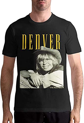 Photo de FREEDOM.DRRUI Ayat John Denver T-Shirt à Manches Courtes et col Rond en Coton pour Homme, John Denver, Black XXL