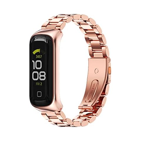 Mijobs Bands Compatible with Samsung Galaxy Fit 2 SM-R220 Bands for Women Men, Sport Straps Replacement Wristband Accessories for Samsung Galaxy Fit2 (Beads,Rose Gold) Cover
