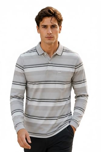 Image of Full Sleeve Polo T Shirt for Men Cotton with Pocket and Collar - Regular Fit Tshirt