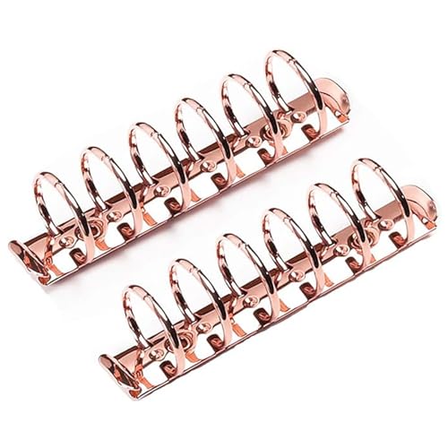 2ピース 6穴リングバインダーメカニズム バインダープランナー用交換キット (ローズゴールド、A5-19mm)
