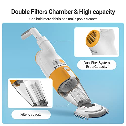Upgraded Rock&Rocker Cordless Rechargeable Pool Vacuum Cleaner, Handheld Pool Cleaner, With Side Bristles, Double Filters, For Above & In-Ground Pools, Inflatable Pools, Suck Sand, Leaves And Debris #TOP7