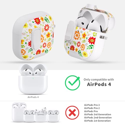 Image of for AirPods 4 Case with Secure Lock Clip in Phone Stand,Floral Girly Style Protective Cover with Cleaning Kit and Carabiner for Apple iPod 4 Generation (Sunflower Petals)