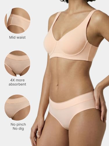 Image of Enamor Bamboo Cotton IP01, Mid Waist Women's Hipster Panty - 3X Softer, 4X More Absorbent, Antimicrobial, No-Pinch Waist, All-Day Comfort