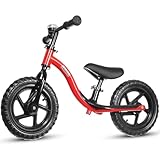 KRIDDO Toddler Balance Bike 2 Year Old, Age 24 Months to 5 Years Old, Early Learning Interactive Push Bicycle with Steady Balancing, Gift Bike for 2-5 Boys Girls, Red