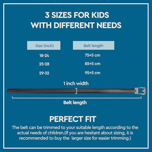 Kids Belt Leather Ratchet Easy-Release, Kids Dress Belt 1" Width For Formal and Everyday Wear.2