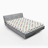 Ambesonne Owls Fitted Sheet, Confused Funny Angry Sleeping Colorful Characters Dots Humorous Doodle Style, Soft Decorative Fabric Bedding All-Round Elastic Pocket, Queen Size, Orange Vermilion