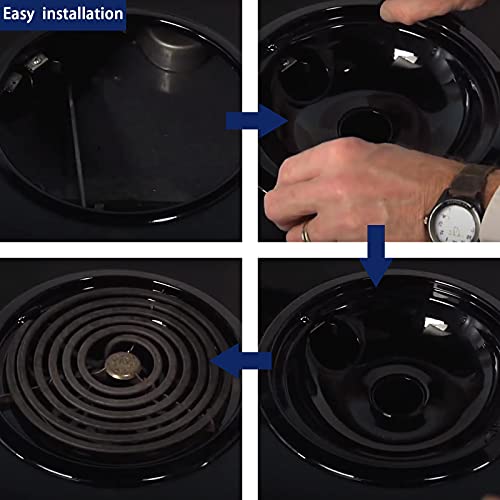 Wb31M20 Wb31M19 Porcelain Drip Pans By Blutoget - Compatible For Ge Hotpoint Range Cooktop - Includes 2 6-Inch And 2 8-Inch Pans - 4 Pack (Black Porcelain) #TOP5