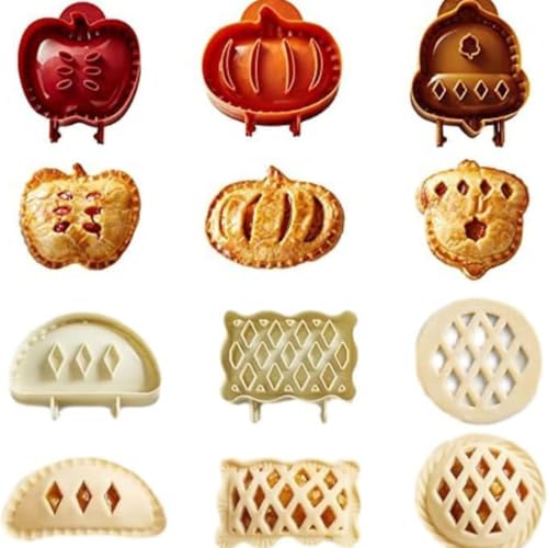 Holiday Mini Hand Pie Molds Set Food-Grade ABS Non-Stick Mini Pie Maker with Snowflake Mitt & Christmas Tree Shapes Festive Baking Mold for Christmas Party Potluck Desserts (B+C)