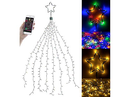 Weihnachten außen: Christbaum-Überwurf-Lichterkette, 320 RGBW-LEDs, Bluetooth & App, IP44 (Weihnachtsbeleuchtung außen)