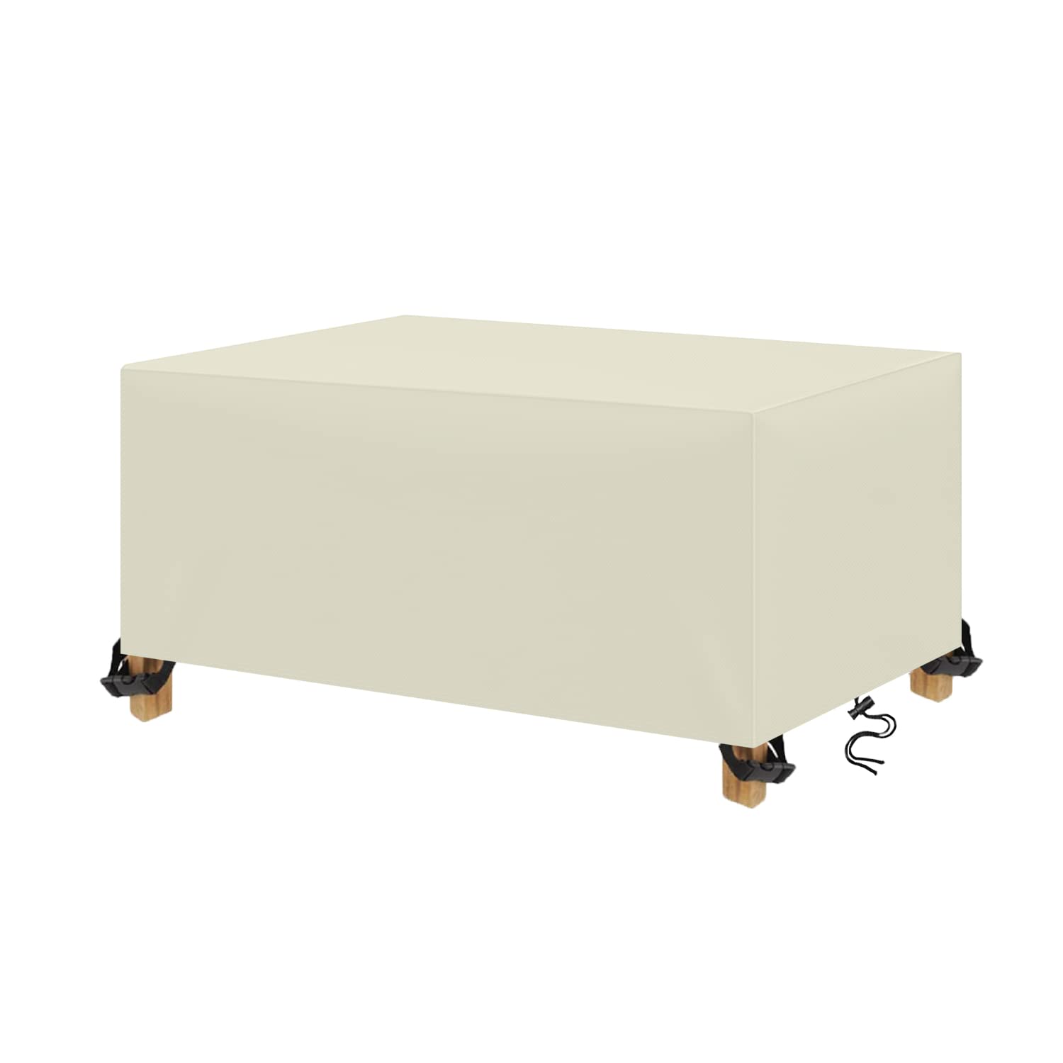 Copertura per Mobili da Giardino,Oxford 420D per Coperture per Arredo Esterno,Copri Tavolo per Esterno Telo Antivento,Anti-vento, Anti-UV,per tavolo da patio rettangolare (160x80x80cm,Bianco crema)