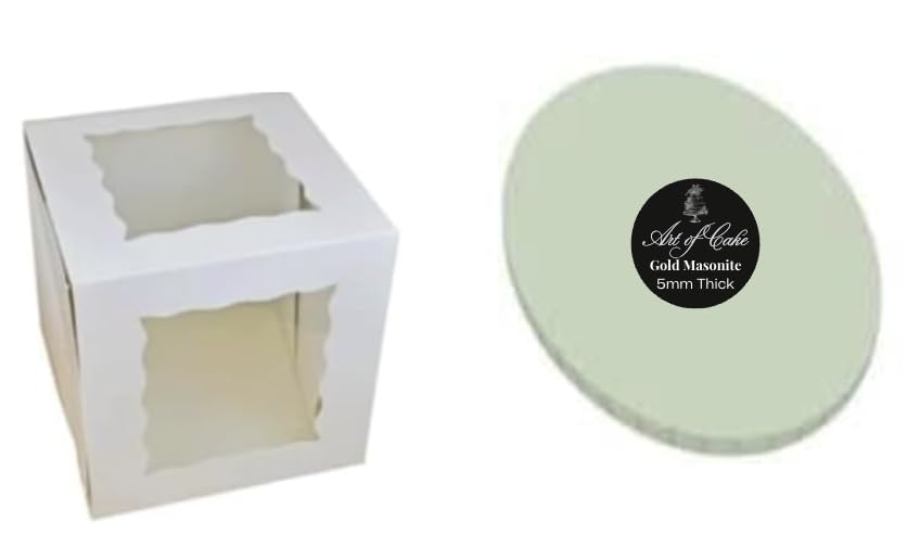 Art of cake® Masonite Cake Board & 2 Sided Window Tall Cake Box (Sage, 14")