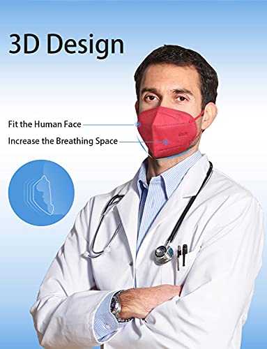 Huheta Kn95 Face Mask 60 Pack, 5-Ply Breathable & Comfortable Safety Mask, Filter Efficiency≥95%, Protective Cup Dust Masks Against Pm2.5 - Individually Wrapped (Multicolored Mask) #TOP4