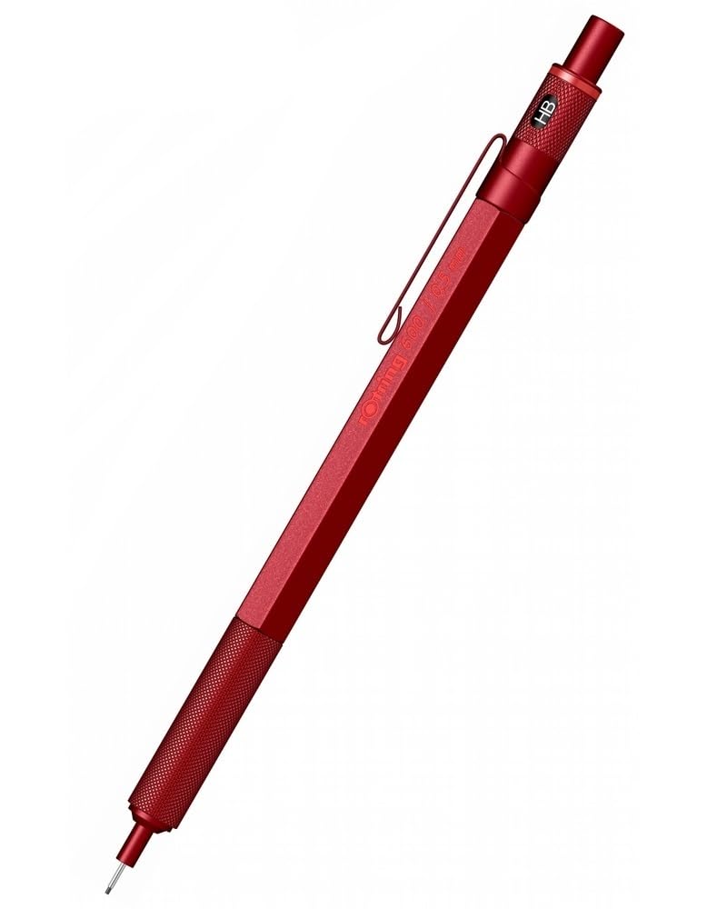 rOtring Set di 600 penne a sfera e portamine meccaniche con incisione, set di scrittura in metallo di alta qualità, regalo per ufficio, studio e tecnica (rosso)