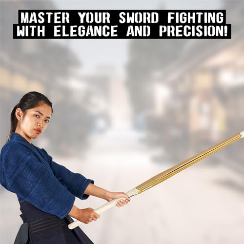 Kendo Shinai aus Bambus, Katana Wakizashi Tanto, Kendo Schwert Waffenzubehör aus Holz, Kendo-Schwertkampf-Training, Samurai Schwert, Rollenspiel, Cosplay, Iaido-Bokken, Handgefertigt, 120 cm