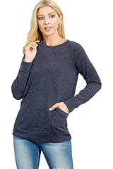 Knit Front Pocket Long Sleeve Top - New Charcoal