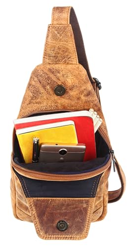 Image of WildHorn Leather Sling Crossbody Bag for Men, Stylish Chest Shoulder Bag for Men Women, Adjustable Strap for Commuting Travel Outdoor Activities Cycling