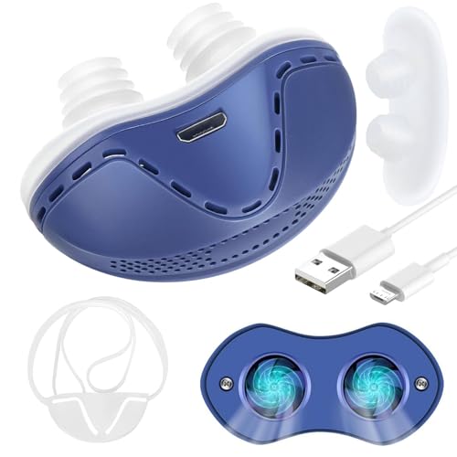 Anti Snore Device,Double Vortex Electric Double Vortex Snoring Solution,Mini Portable Stop Snoring Devices Stopper,Adjustable Wind Speed Snoring Prevention Nasal Dilators,Up to 8 Hours