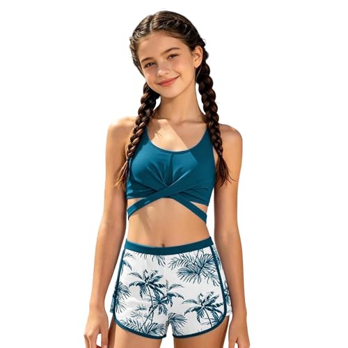 Bikini alto niña dos piezas con pareo coordinado para moda baño infantil