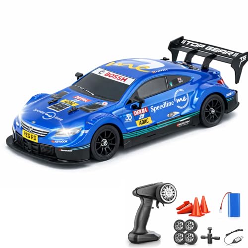 Image of Big Remote Control Car Blue | 2.4G Remote Control Drift RC Car with 150m Range, Neon Lights & Music | Rechargeable RC Racing Toy |Best Gift for Boys & Girls 2 3 4 5 6 7 8+ Years