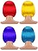 4 Pieces Short Bob Hair Wigs Costume Colorful Cosplay Wig Daily Party Hairpiece for Women Girls Decoration (Yellow, Red, Blue, Purple)