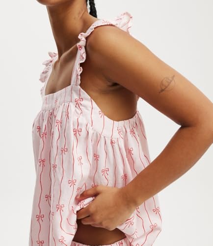 Image of ROAONOCOMO Women Floral Pajama Set Ruffle Babydoll Cami Top Coquette Pj Set Gingham 2 Piece Shorts Outfit Bridal Loungewear