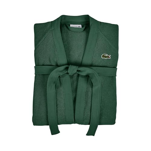 Image of Lacoste Classic Pique Cotton Terry Bath Robe, Unisex, One Size,