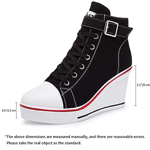 Women's Canvas High-Heeled Shoes Fashion Sneakers Casual Shoes for Walking Platform Wedges Pump Shoes2