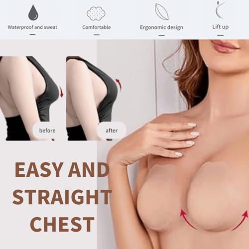 Added Lift Ultra-Thin Sticky Petals Nipple Covers for Women Adhesive Strapless Bras Backless Silicone Pasties creme3